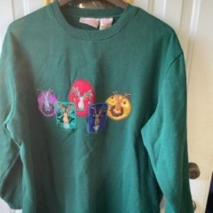 Reindeer Green Sweatshirt 1X